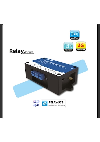 Opax Relay-572 Gsm/gprs Röle Modülü Mobil Uygulama İle Bariyer/kapı/motor Açma Sistemi 2 Röleli