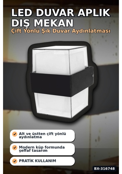 Led Duvar Aplik 12w Gün Işığı 3200k Dış Mekan Bahçe Aydınlatması Ip54 1 Adet Bx-316748 Rekli