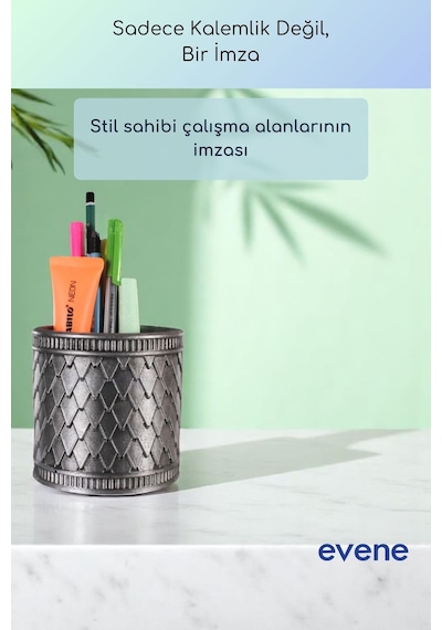 Kalemlik Masa Kalemliği Organizer Kalemlik Gümüş Eskitme Renk Model 87 Çok Renkli