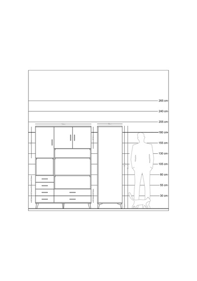 Kronos Dolap 9 Raflı 6 Çekmeceli 3 Kapaklı 132x59x195 Çam-ayt... Çam