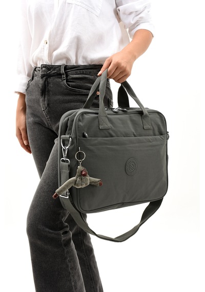 Özer-3027 Sanmorris Unisex Krinkıl Suya Dayanıklı Çapraz-el Askılı Evrak Ve Laptop Çantası Koyu Gri