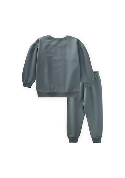 Cigit Etiket Detaylı Sweatshirt Takım 1-7 Yaş Çağla Yeşili Çağla Yeşili