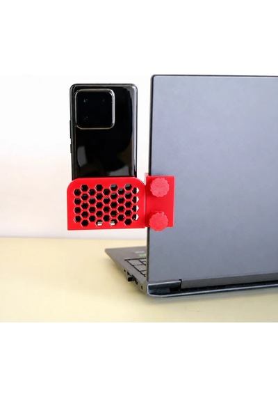 3d Baskı Monitor Telefon Tutucu - Petek Desenli Laptop Kenar Telefon Tutucu-kırmızı Çok Renkli