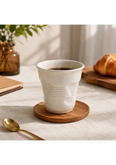 Buruşuk Kupa Fincan Seramik El Yapımı Tasarım Mug Kahve Bardağı 2, Küçük