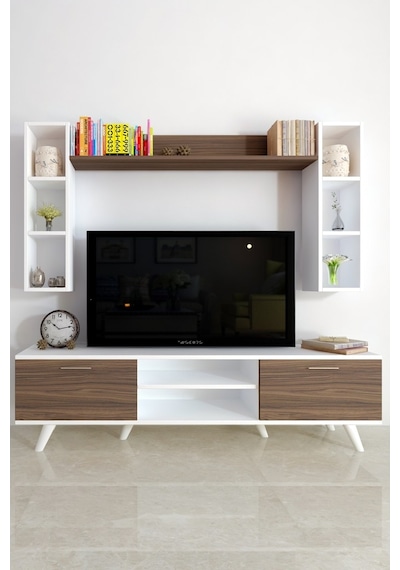 Moonlife Istanbul Tv Ünitesi Dolaplı 1 Beyaz Ceviz