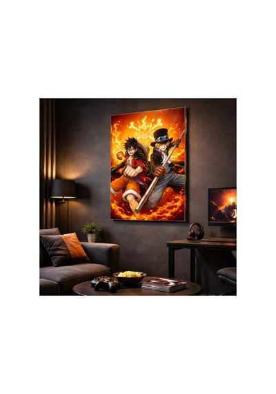 Anime Cam Tablo Alev Efektli Fantastik Dekoratif Duvar Tablosu 3,8 Mm 35x50 50x70 60x90 70x110
