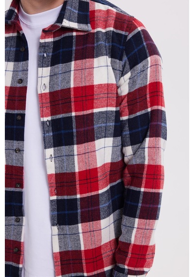 Tudors Erkek Slim Fit Dar Kesim Kareli Kışlık Oduncu Gömlek-42119 Kırmızı Tudors Erkek Slim Fit Dar Kesim Kareli Kışlık Oduncu Gömlek-42119 Kırmızı