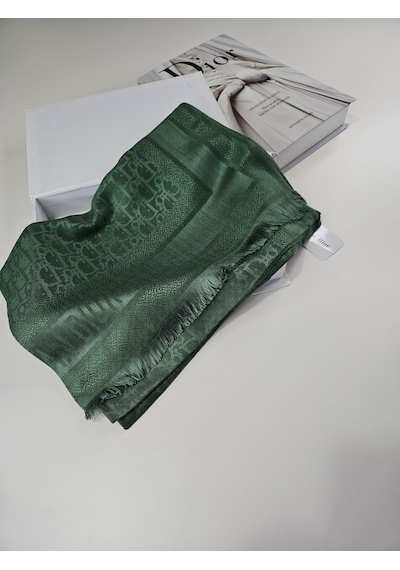 Cd Desen Kaşmir İpek Şal Silk Scarfs Hijab İthal Ürün Yeşil