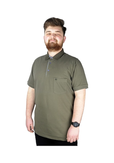 Mode Xl Battal Beden Erkek Tshirt Polo Yaka Cepli Klasik Pike 20552 Haki 001