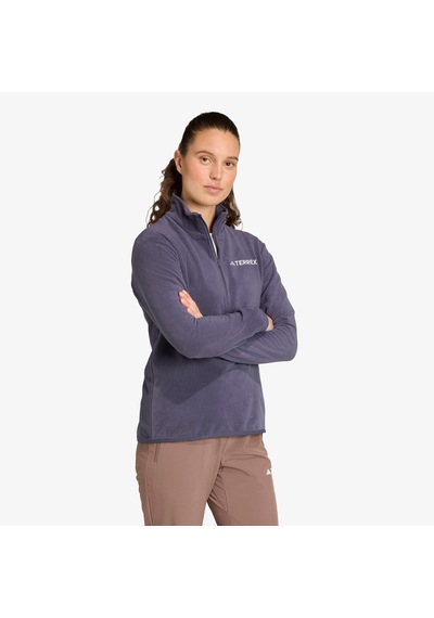 Adidas Multi Essentials 1-2 Zip Fleece Kadın Mor Yürüyüş Polar Jm3121