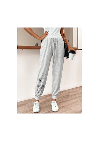 Tarzsokak Lune Dandelion Print Knot Front 4 Mevsim Eşofman Gri