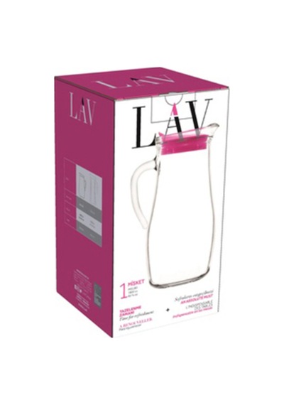 Lav Misket Cam Sürahi Tekli 1,8 L Kulplu Pembe Plastik Kapaklı