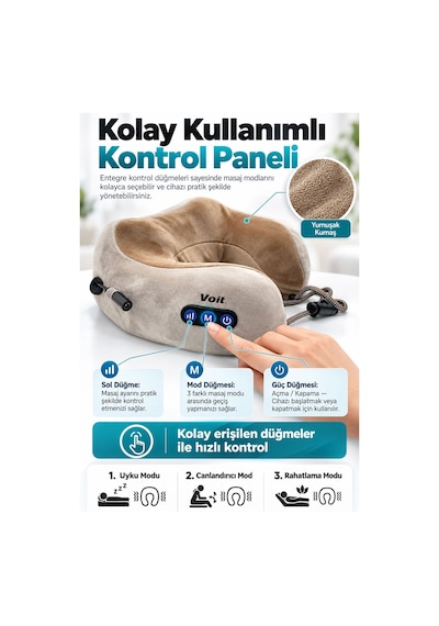 Soft Relax Masajlı Seyahat Yastığı Boyun Masaj Yastığı U Şekilli Yumuşak Dokulu