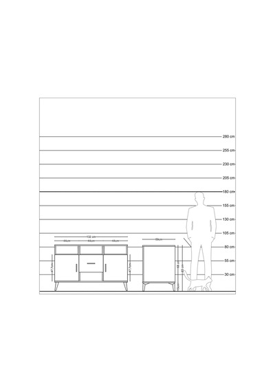 Kronos Konsol 5 Raflı Tek Çekmeceli 2 Kapaklı 132x59x83 Çam-aytaşı/antrasit Aytaşı/antrasit