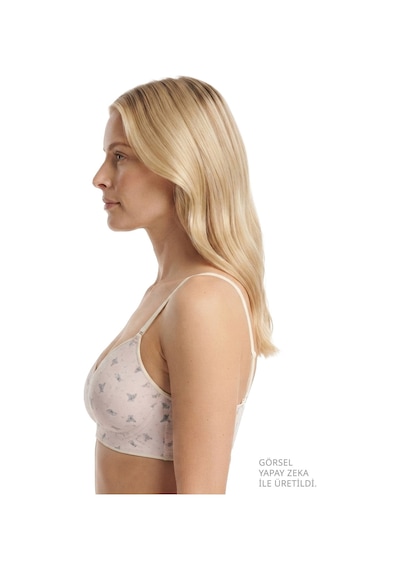 Cottonill Seamless Bra - Mireva Lazer Kesim Rib Dokulu Ayıcık Desenli Balensiz Kadın Sütyen 3'lü Paket Çok Renkli