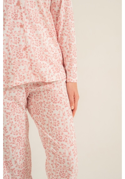 Pierre Cardin Kadın Flowers Pembe Gömlek Pijama Takımı Pc9271-s-v2 Pc9271-s-v2
