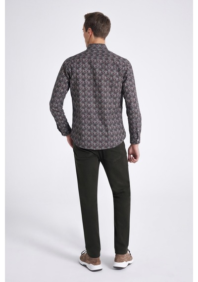 D's Damat Slim Fit Haki Baskılı Gömlek 1ec0221042599 Haki