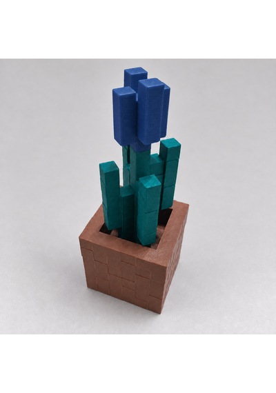 Piksel Lale Biblo - 3d Baskı, Minecraft Esintili Mavi