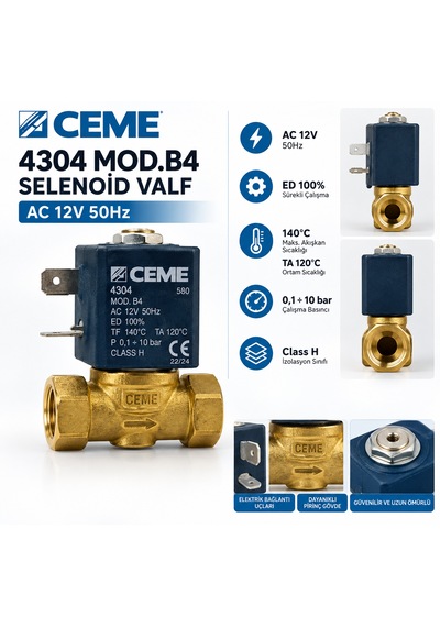 Ceme 4304 Mod.b4 Solenoid Valf Ac 12v 50hz 10 Bar