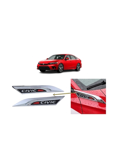 Honda Civic Fe1 2022 Ve Sonrası Uyumlu Çamurluk Üstü Ventil Dekoru Seti Krom Standart