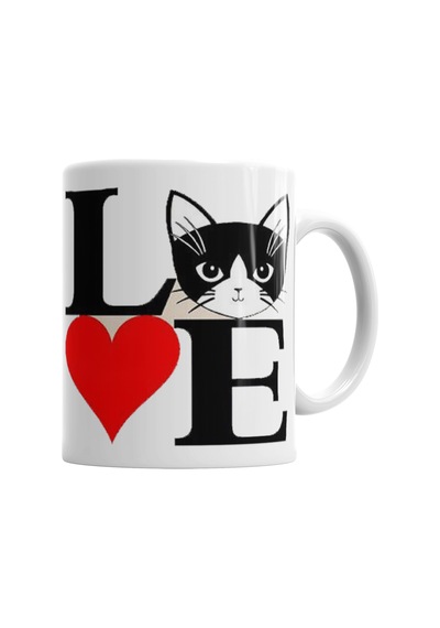 I Lowe Kedi Seni Seviyorum Kedi Kupa Bardak Porselen Karışık