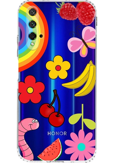 Honor 20 İle Uyumlu Water Color 5 Kamera Korumalı Şeffaf Kılıf Şeffaf