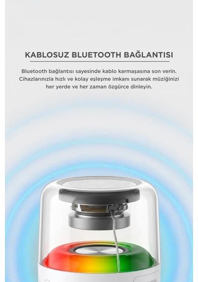 Delux Serisi Bluetooth Hoparlör D14 Beyaz Kadın Erkek Kablosuz