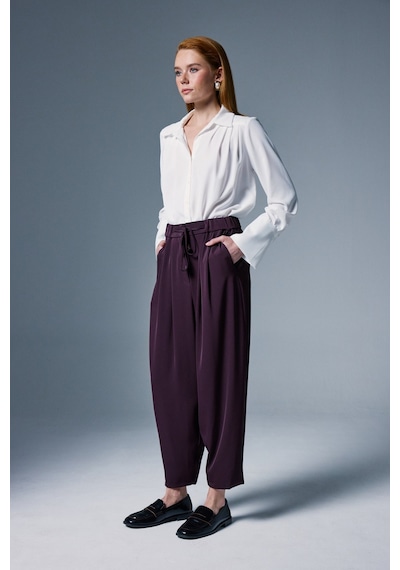 Sateen Talia Pantolon - Mürdüm-137100 Mürdüm