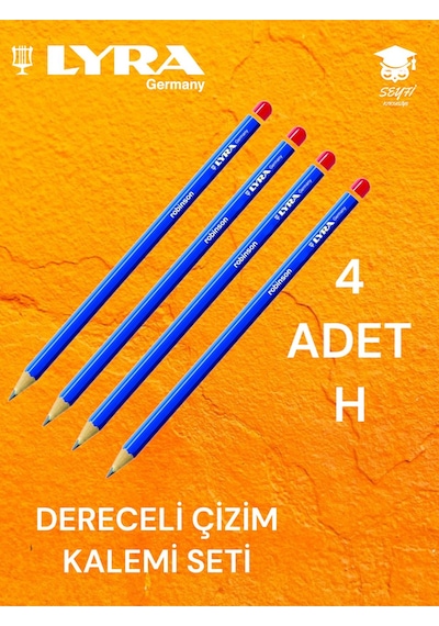 Dereceli Çizim Kalemi Seti 4 Adet Kurşun Çizim Kalemi Lyra Robinson Almanya Üretim H