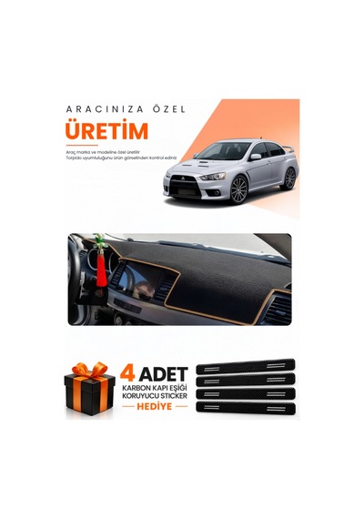 Mıtsubıshı Lancer 2007-2015 Uyumlu Torpido Koruma Örtüsü Oto Kılıfı - Siyah Kahverengi