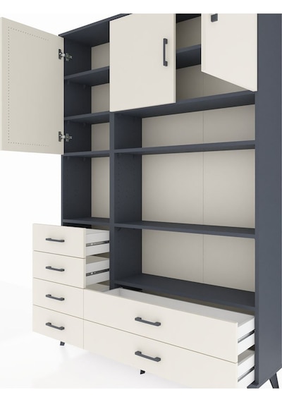 Arges Dolap 9 Raflı 6 Çekmeceli 3 Kapaklı 132x30x195 Antrasit-aytaşı/aytaşı Aytası/aytası Arges Dolap 9 Raflı 6 Çekmeceli 3 Kapaklı 132x30x195 Antrasit-aytaşı/aytaşı Aytası/aytası