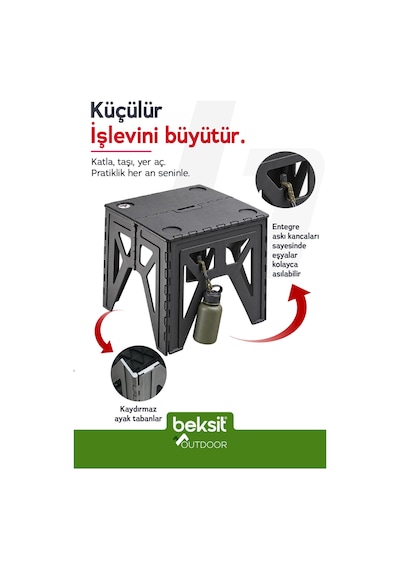 Outdoor Herkül D Katlanır Masa Antrasit Antrasit Antrasit