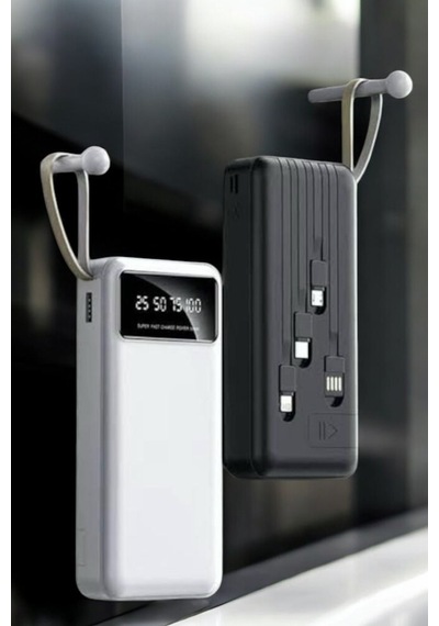 20.000 Mah Led Işıklı Lcd Ekran Usb Girişli Type-c Lightning Powerbank Çok Rnekli