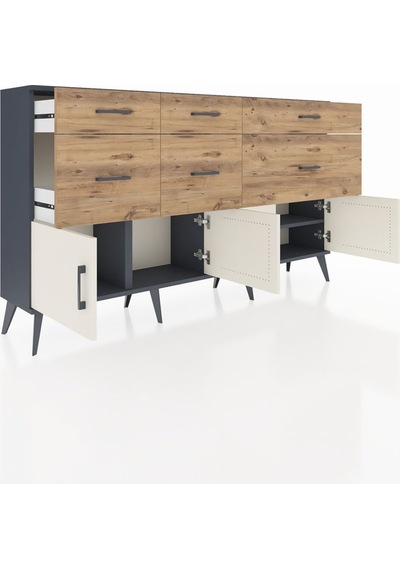 Arges Konsol Tek Raflı 6 Çekmeceli 4 Kapaklı 176x30x99 Antrasit-aytaşı/çam Aytası/atlas Çam - Antrasıt Arges Konsol Tek Raflı 6 Çekmeceli 4 Kapaklı 176x30x99 Antrasit-aytaşı/çam Aytası/atlas Çam - Antrasıt