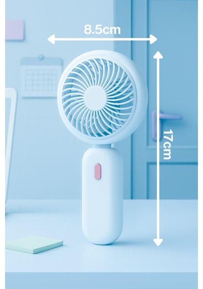 Taşınabililir Mini Usb Şarjlı 3 Kademeli El Masaüstü Vantilatör Fan Soğutucu Ym88220 Mavi