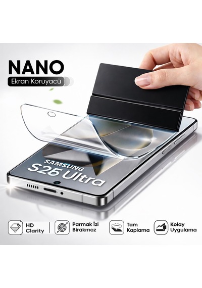 Samsung Uyumlu Galaxy S26 Ultra Ön Body Şeffaf Ekran Koruyucu Nano Jelatin