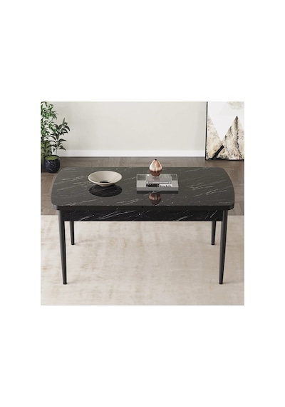 Familieconcept Zümra Serisi, Siyah Mermer Desen 80x132 Açılabilir Mdf Mutfak Masası Takımı 4 Adet Sandalye Familieconcept Zümra Serisi, Siyah Mermer Desen 80x132 Açılabilir Mdf Mutfak Masası Takımı 4 Adet Sandalye