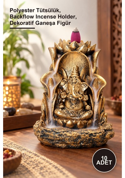 10 Adet Ganeşa Polyester Geri Akış Tütsülük Polyester Tütsülük, Backflow Incense Holder, Dekoratif Ganeşa Figür
