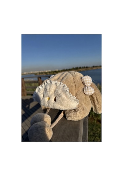 Mollycrush Kız Bebek Camel Kışlık Peluş Tavşan Şapka Kulaklı Ponponlu Hediyelik Model Camel Kahverengi
