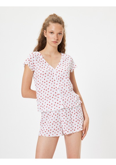 Koton Çilek Baskılı Şortlu Pijama Takımı Dokulu Rahat Kalıp Kırmızı Desenli 4slk40167mk Kırmızı Koton Çilek Baskılı Şortlu Pijama Takımı Dokulu Rahat Kalıp Kırmızı Desenli 4slk40167mk Kırmızı