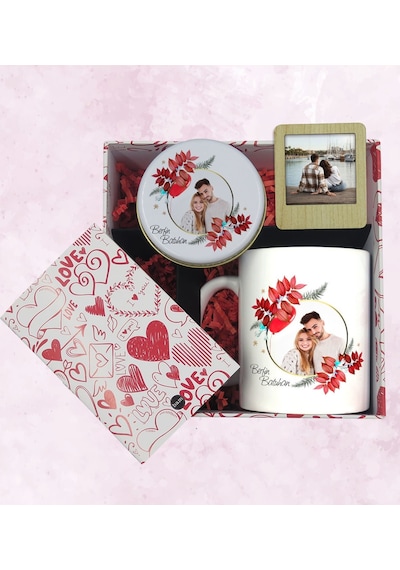 BK Gift Sevgiliye Özel Kutuda Hediye Seti, Kupa Bardak, Sevgili Hediyesi, Kokulu Mum, Fotoğraflı Çerçeve-11