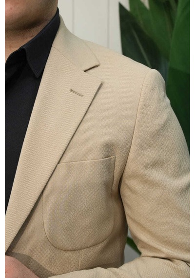 Bys Beystil Sivri Yaka Krem Ceket 572 - Slim Fit