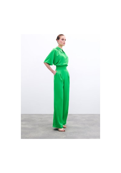 Sateen Cepli Salaş Saten Pantolon - Açık Yeşil-134959 Açık Yeşil