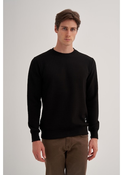 Cazador 51960 Erkek Bisiklet Yaka Sweatshirt Siyah