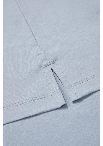 Fermuarlı Polo Yaka Erkek T-shirt Açık Gri Açık Gri