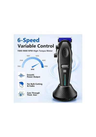 Şarjlı Tıraş Makinesi V-887c - 9000 Rpm 240 Dakika Dlc Seramik Bıçak - Siyah