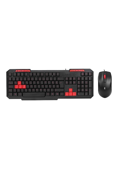 Usb Kablolu Klavye Mouse Set - Kırmızı Tuşlu Q Klavye 1600 Dpı