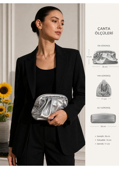 Moda Çınar El Ve Kol Çantası Askılı Yeni Model Model:gmşklel01 Gümüş
