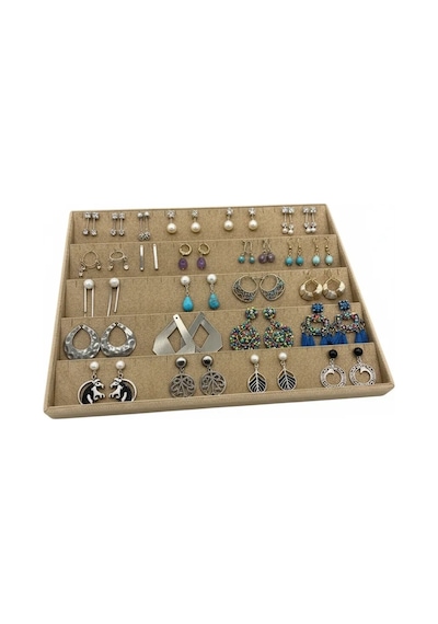 Süet Kumaş Sütlü Kahve Renk 34/24 Cm Enine Küpe Standı