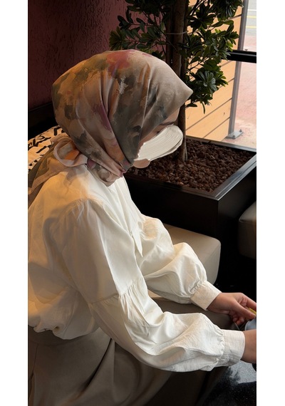 Qalortex Scarf Pamuklu Soft Roza Desen Eşarp-cağla Çağla
